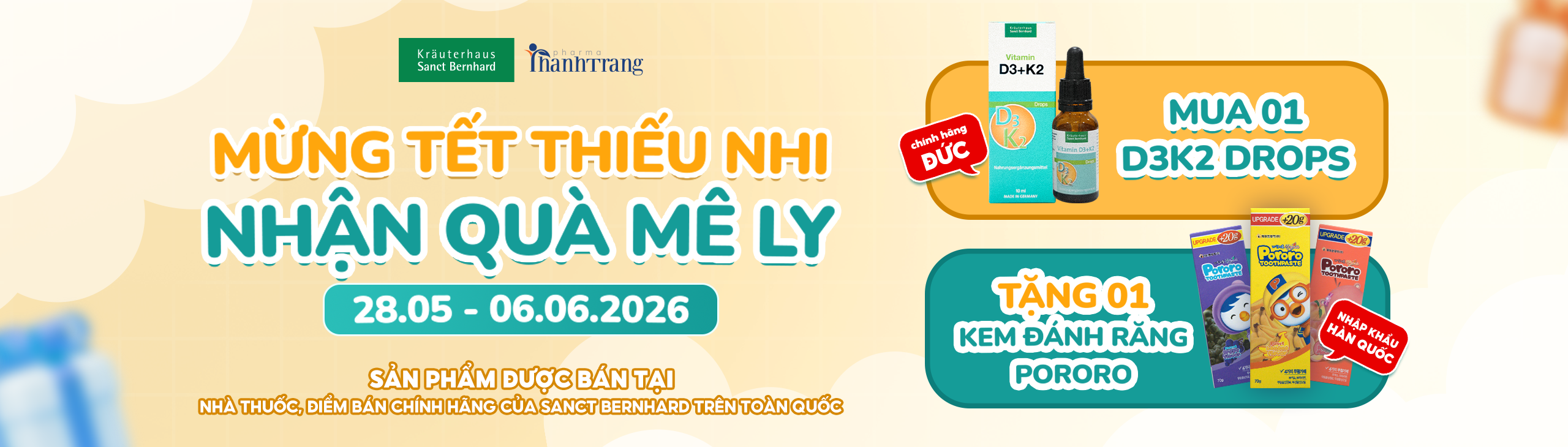 Chương trình khuyến mãi combo 01 Quốc tế thiếu nhi của Thanh Trang Pharma